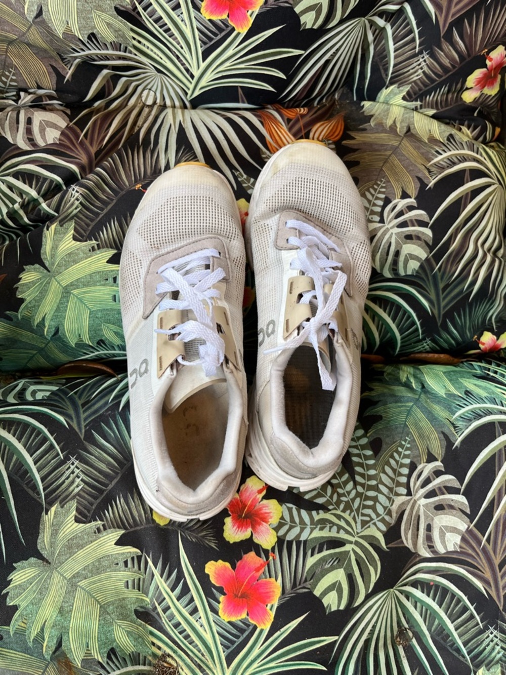 Ivory and tan Women's Athletic Sneakers - White Laces